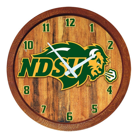 North Dakota State Bisons: Faux Barrel Top Wall Clock - The Fan-Brand