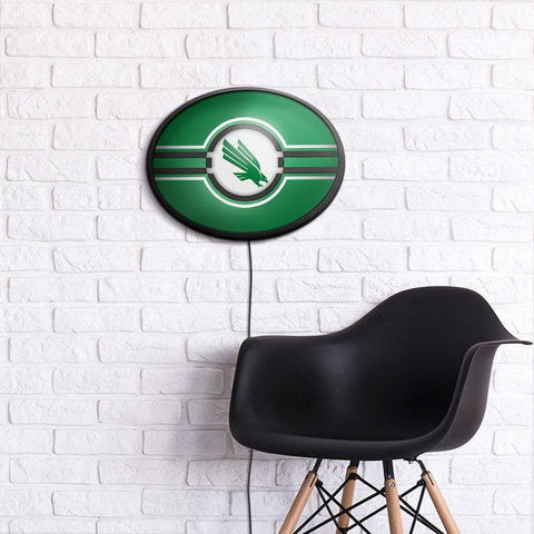 North Texas Mean Green: Green - Oval Slimline Lighted Wall Sign - The Fan-Brand