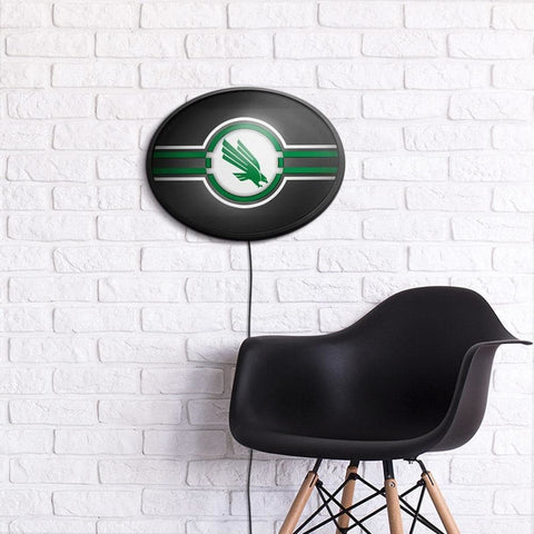 North Texas Mean Green: Green - Oval Slimline Lighted Wall Sign - The Fan-Brand
