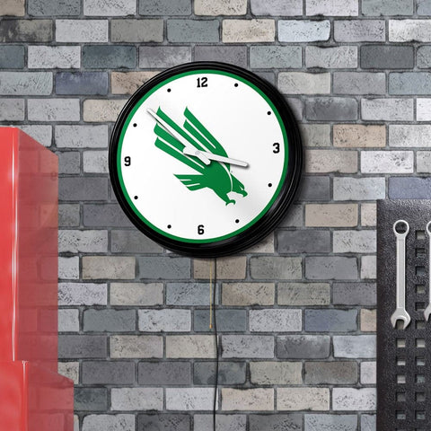 North Texas Mean Green: Retro Lighted Wall Clock - The Fan-Brand