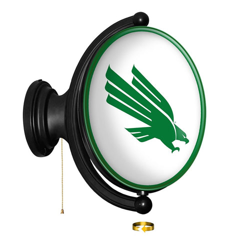 North Texas Mean Green: White - Original Oval Rotating Lighted Wall Sign - The Fan-Brand