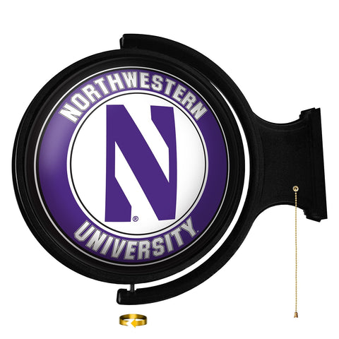 Northwestern Wildcats: Original Round Rotating Lighted Wall Sign - The Fan-Brand