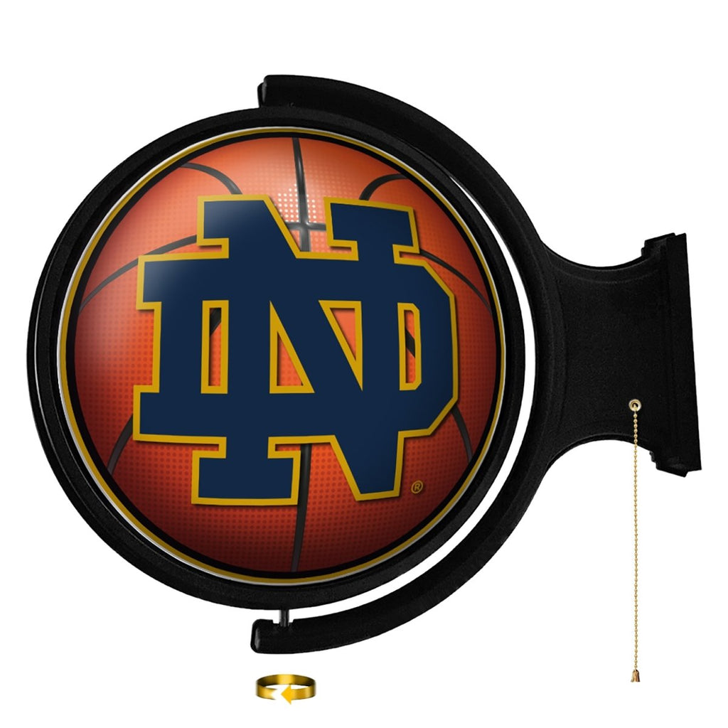 Notre Dame Fighting Irish: Basketball - Original Round Rotating Lighted Wall Sign - The Fan-Brand