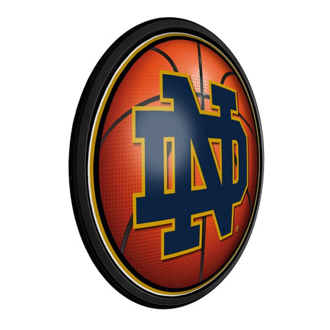 Notre Dame Fighting Irish: Basketball - Round Slimline Lighted Wall Sign - The Fan-Brand