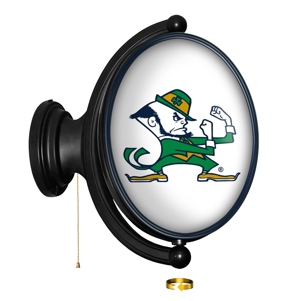 Notre Dame Fighting Irish: Leprechaun - Original Oval Rotating Lighted Wall Sign - The Fan-Brand