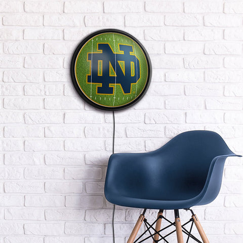 Notre Dame Fighting Irish: On the 50 - Round Slimline Lighted Wall Sign - The Fan-Brand