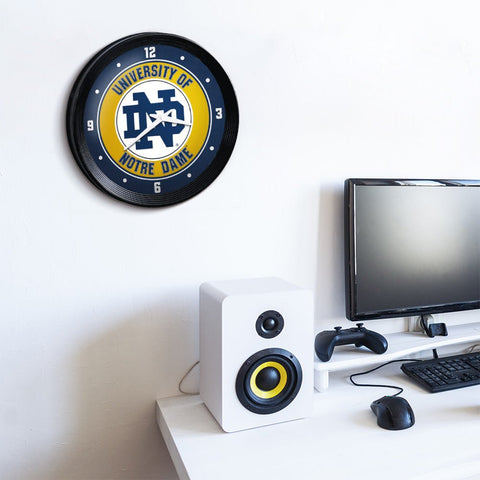 Notre Dame Fighting Irish: Ribbed Frame Wall Clock - The Fan-Brand