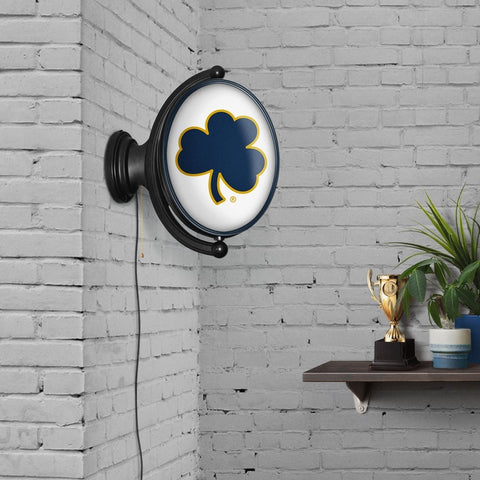 Notre Dame Fighting Irish: Shamrock - Original Oval Rotating Lighted Wall Sign - The Fan-Brand