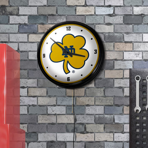 Notre Dame Fighting Irish: Shamrock - Retro Lighted Wall Clock - The Fan-Brand