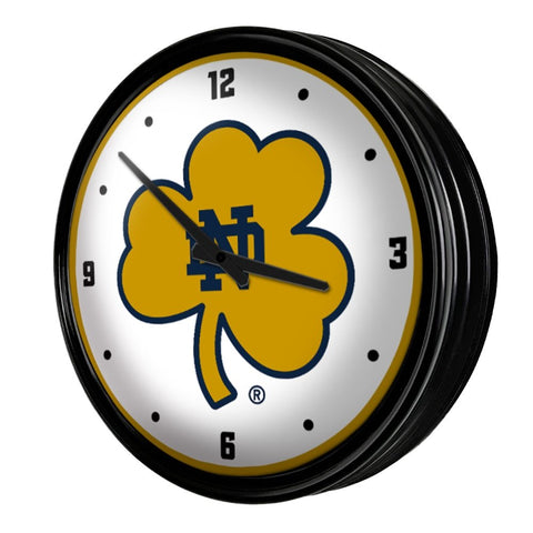 Notre Dame Fighting Irish: Shamrock - Retro Lighted Wall Clock - The Fan-Brand