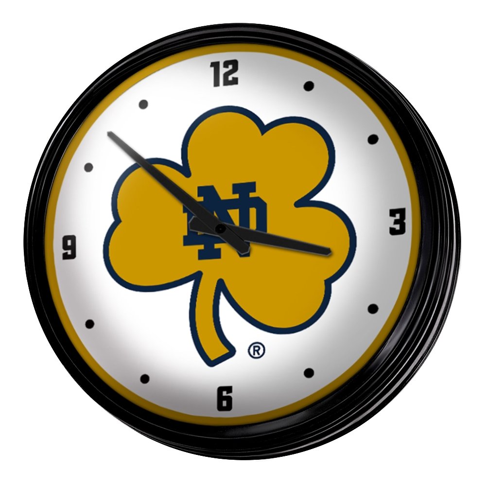 Notre Dame Fighting Irish: Shamrock - Retro Lighted Wall Clock - The Fan-Brand