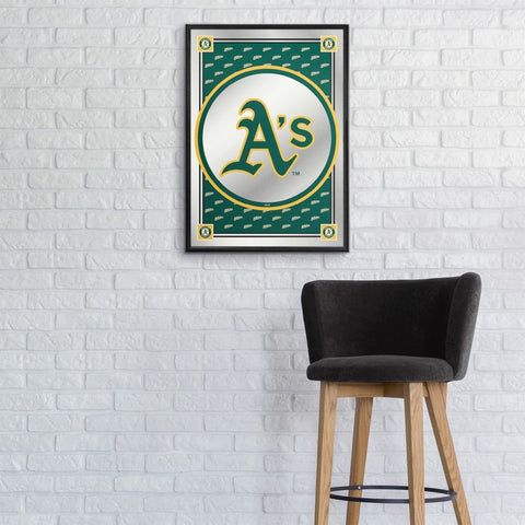 Oakland Athletics: Vertical Team Spirit - Framed Mirrored Wall Sign - The Fan-Brand