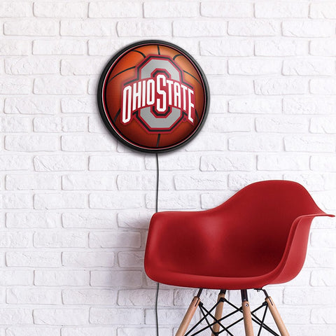 Ohio State Buckeyes: Basketball - Round Slimline Lighted Wall Sign - The Fan-Brand