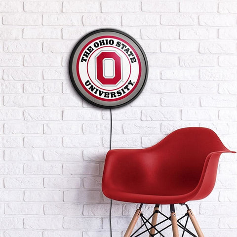 Ohio State Buckeyes: Block O - Round Slimline Lighted Wall Sign - The Fan-Brand