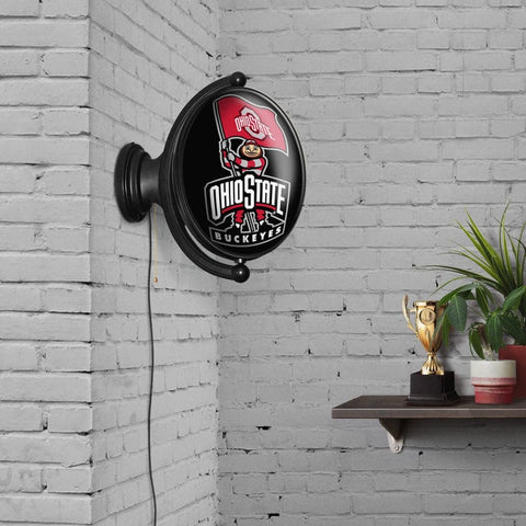 Ohio State Buckeyes: Brutus - Original Oval Rotating Lighted Wall Sign - The Fan-Brand