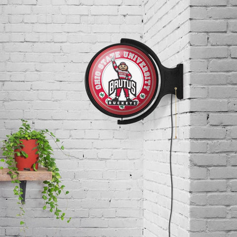 Ohio State Buckeyes: Brutus - Original Round Rotating Lighted Wall Sign - The Fan-Brand
