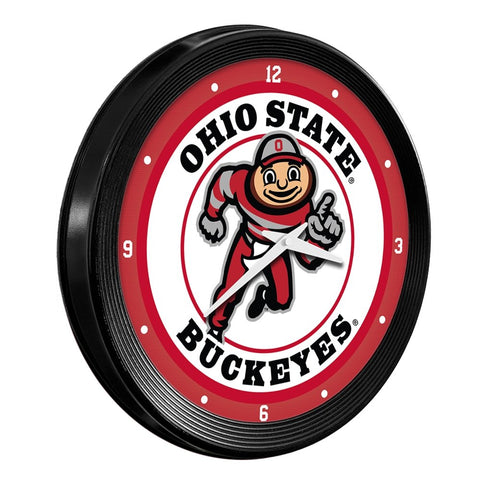 Ohio State Buckeyes: Brutus - Ribbed Frame Wall Clock - The Fan-Brand