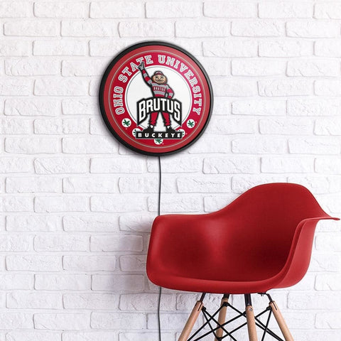 Ohio State Buckeyes: Brutus - Round Slimline Lighted Wall Sign - The Fan-Brand