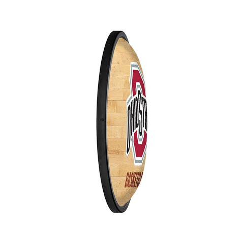 Ohio State Buckeyes: Hardwood - Oval Slimline Lighted Wall Sign - The Fan-Brand