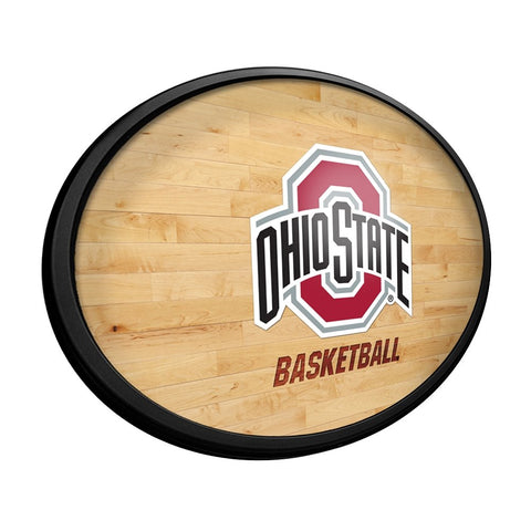 Ohio State Buckeyes: Hardwood - Oval Slimline Lighted Wall Sign - The Fan-Brand