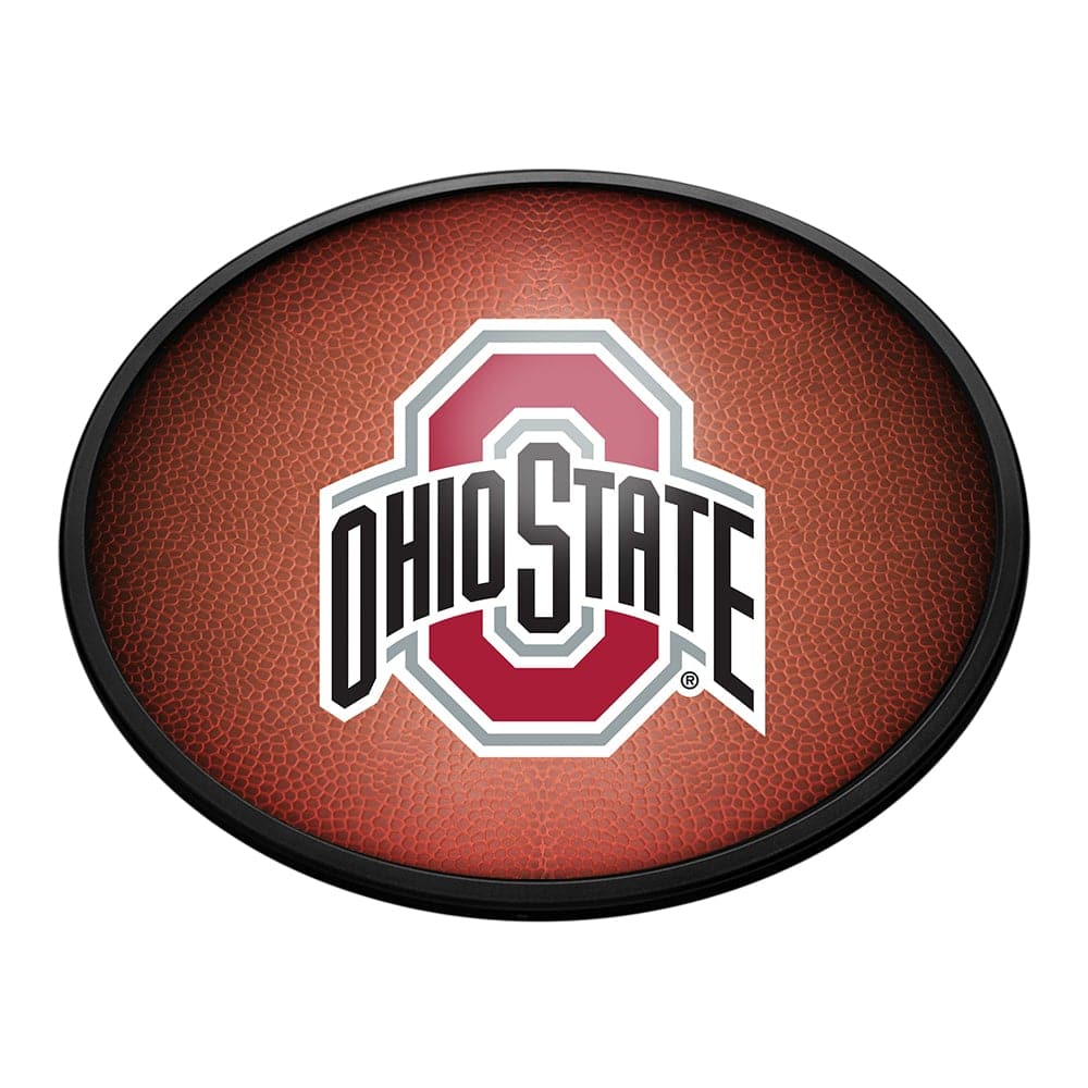 Ohio State Buckeyes: Pigskin - Oval Slimline Lighted Wall Sign - The Fan-Brand