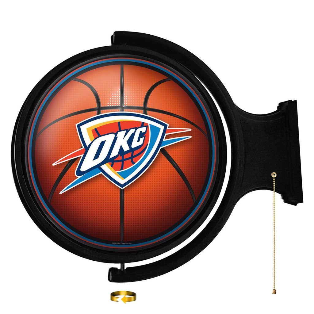 Oklahoma City Thunder: Basketball - Original Round Rotating Lighted Wall Sign - The Fan-Brand
