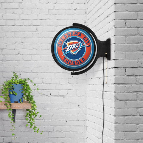 Oklahoma City Thunder: Original Round Rotating Lighted Wall Sign - The Fan-Brand