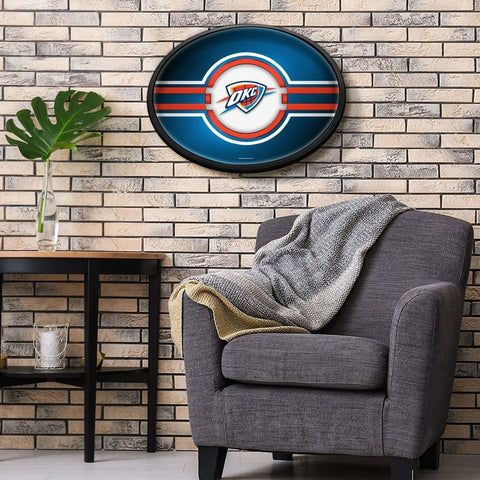 Oklahoma City Thunder: Oval Slimline Lighted Wall Sign - The Fan-Brand