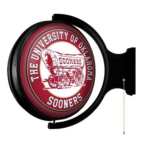 Oklahoma Sooners: Double-Sided Original Round Rotating Lighted Wall Sign - The Fan-Brand