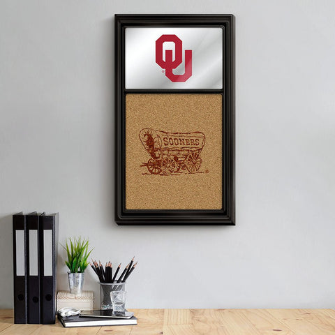 Oklahoma Sooners: Dual Logo - Mirrored Cork Note Board - The Fan-Brand