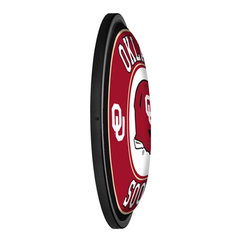 Oklahoma Sooners: Football - Round Slimline Lighted Wall Sign - The Fan-Brand