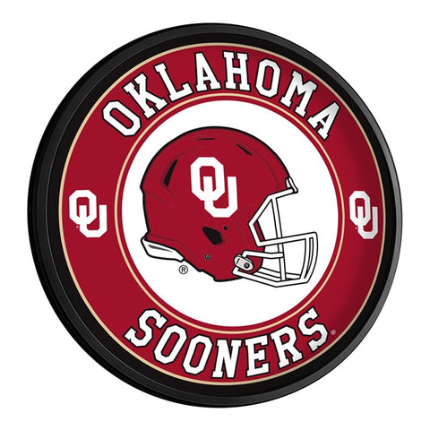 Oklahoma Sooners: Football - Round Slimline Lighted Wall Sign - The Fan-Brand