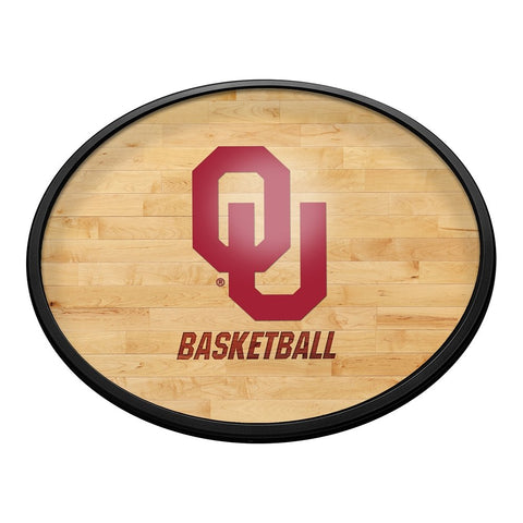 Oklahoma Sooners: Hardwood - Oval Slimline Lighted Wall Sign - The Fan-Brand