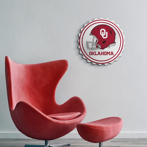 Oklahoma Sooners: Helmet - Bottle Cap Wall Sign - The Fan-Brand