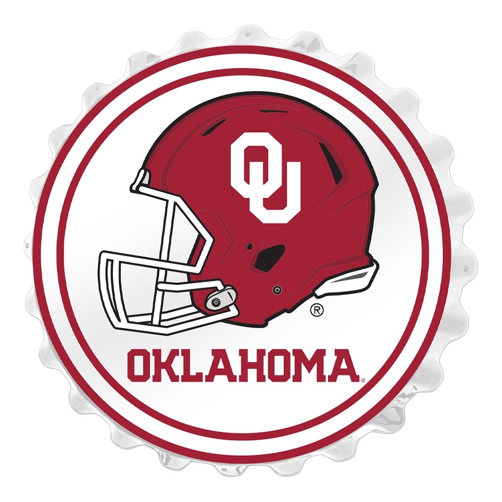 Oklahoma Sooners: Helmet - Bottle Cap Wall Sign - The Fan-Brand