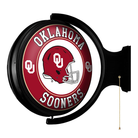 Oklahoma Sooners: Helmet - Original Round Rotating Lighted Wall Sign - The Fan-Brand