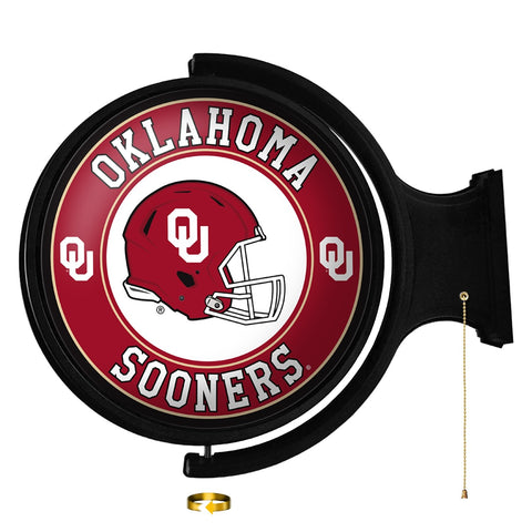 Oklahoma Sooners: Helmet - Original Round Rotating Lighted Wall Sign - The Fan-Brand