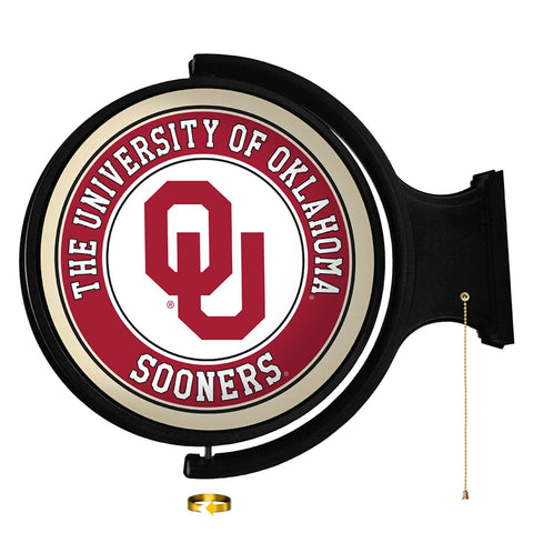 Oklahoma Sooners: Original Round Rotating Lighted Wall Sign - The Fan-Brand