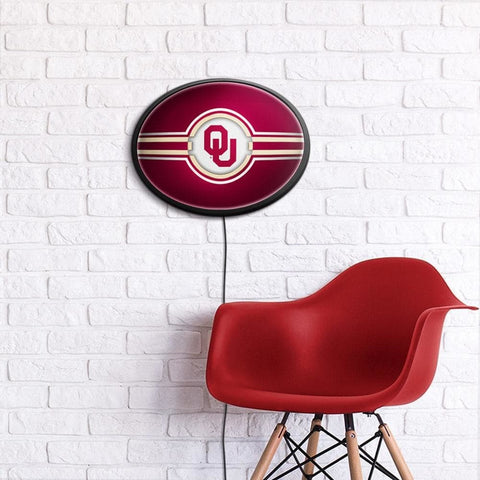 Oklahoma Sooners: Oval Slimline Lighted Wall Sign - The Fan-Brand