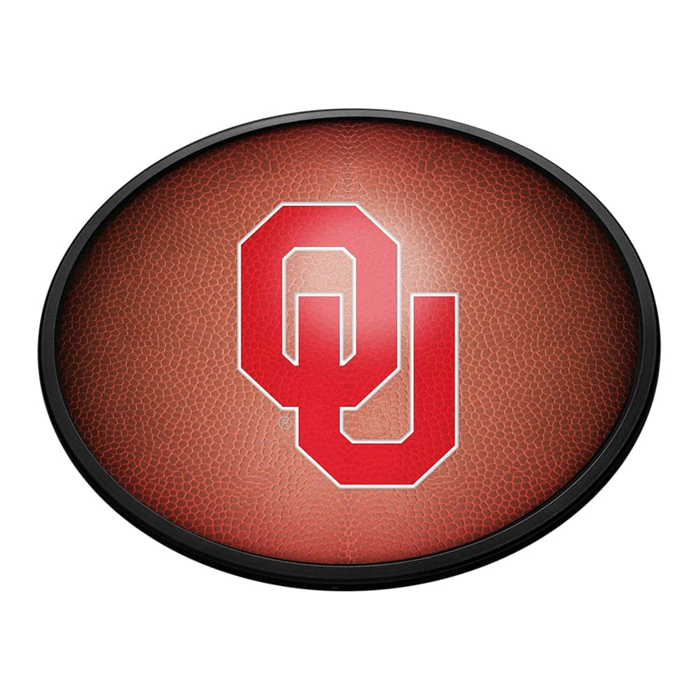 Oklahoma Sooners: Pigskin - Oval Slimline Lighted Wall Sign - The Fan-Brand