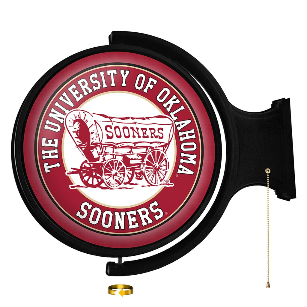 Oklahoma Sooners: Schooner - Original Round Rotating Lighted Wall Sign - The Fan-Brand