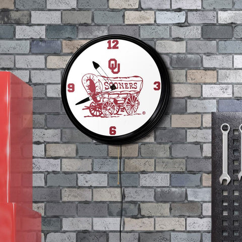 Oklahoma Sooners: Schooner - Retro Lighted Wall Clock - The Fan-Brand