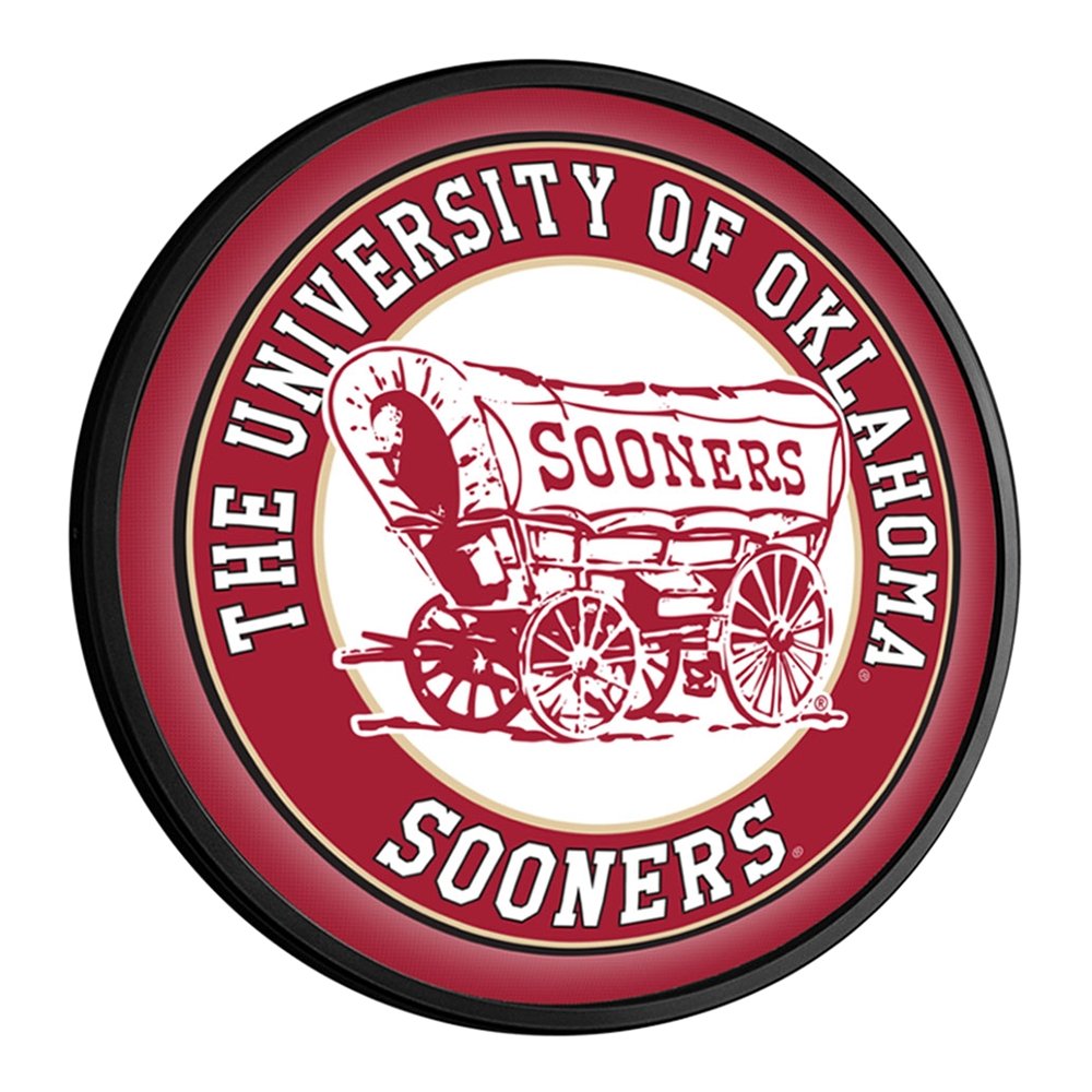 Oklahoma Sooners: Schooner - Round Slimline Lighted Wall Sign - The Fan-Brand