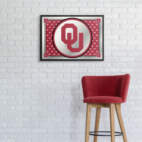 Oklahoma Sooners: Team Spirit - Framed Mirrored Wall Sign - The Fan-Brand