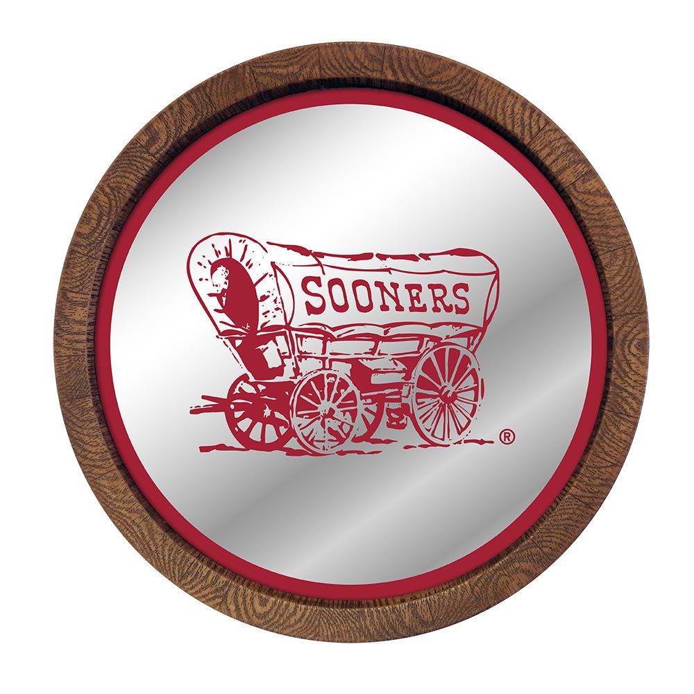 Oklahoma Sooners: Wagon - Mirrored Barrel Top Mirrored Wall Sign - The Fan-Brand