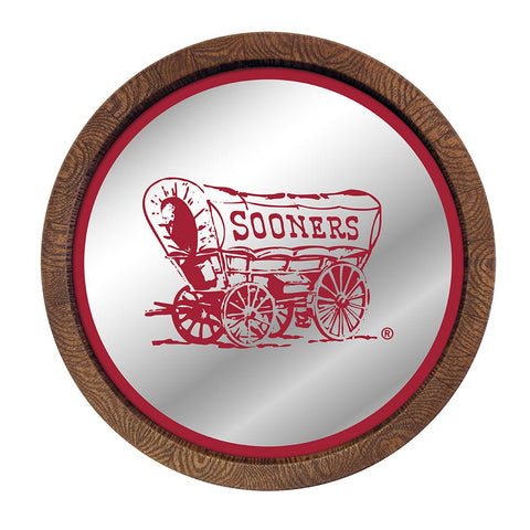 Oklahoma Sooners: Wagon - Mirrored Barrel Top Mirrored Wall Sign - The Fan-Brand