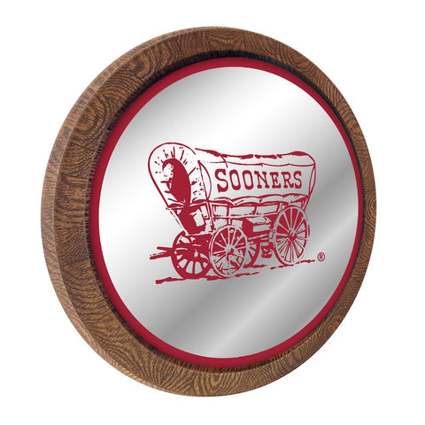 Oklahoma Sooners: Wagon - Mirrored Barrel Top Mirrored Wall Sign - The Fan-Brand