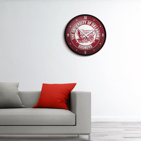 Oklahoma Sooners: Wagon - Modern Disc Wall Clock - The Fan-Brand