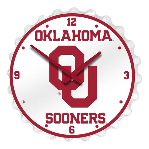 Oklahoma Sooners: White - Bottle Cap Wall Clock - The Fan-Brand