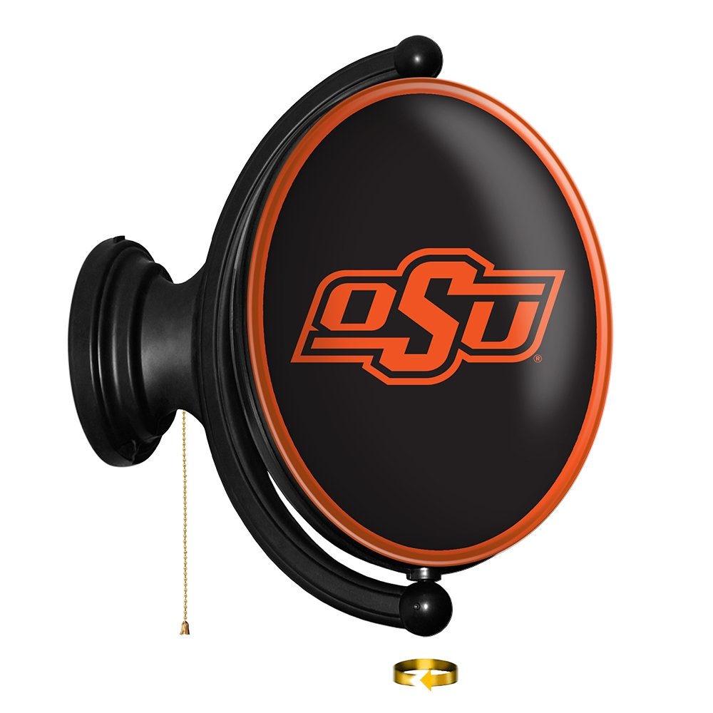The Fan-Brand Oklahoma State Cowboys: Round Slimline Lighted Wall Sign 18  in. L x 18 in. W x 2.5 in. D NCOKST-130-01 - The Home Depot